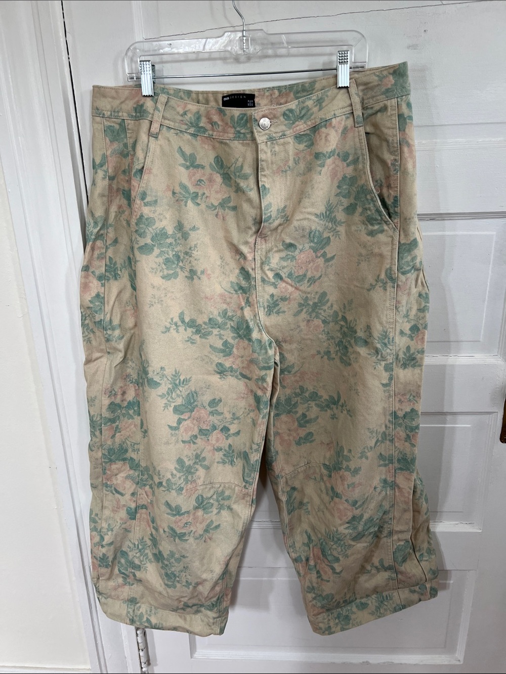 ASOS design barrel cut oversized Floral denim jeans